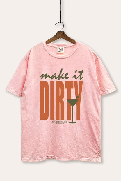 Make It Dirty Martini Graphic Mineral Wash Boxy Tee