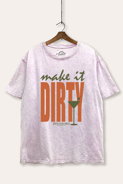 Make It Dirty Martini Graphic Mineral Wash Boxy Tee
