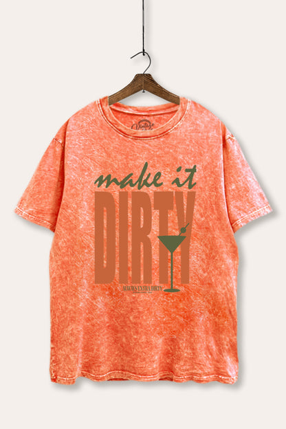Make It Dirty Martini Graphic Mineral Wash Boxy Tee
