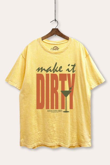 Make It Dirty Martini Graphic Mineral Wash Boxy Tee