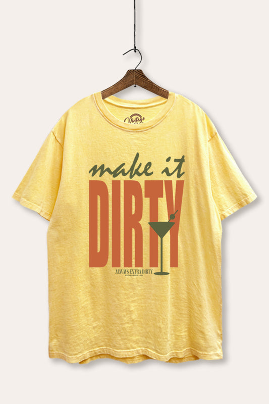Make It Dirty Martini Graphic Mineral Wash Boxy Tee