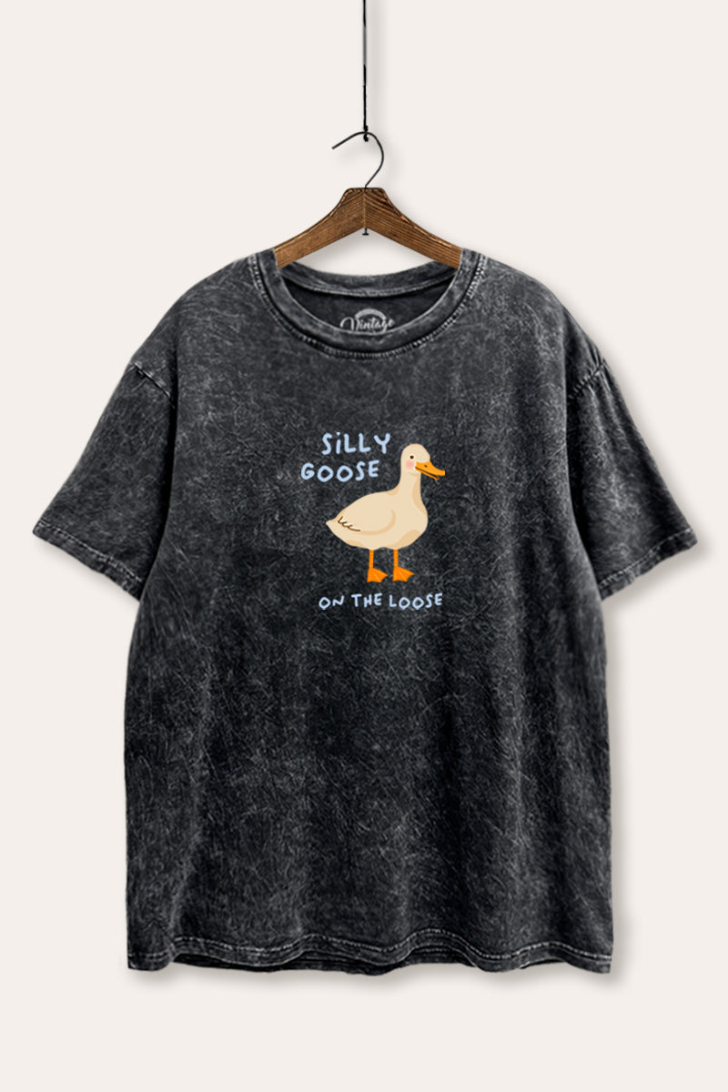 Silly Goose Pastel Graphic Mineral Wash Boxy Tee