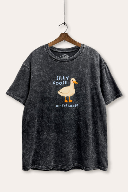 Silly Goose Pastel Graphic Mineral Wash Boxy Tee