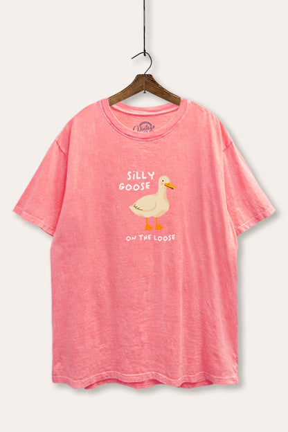 Silly Goose Pastel Graphic Mineral Wash Boxy Tee