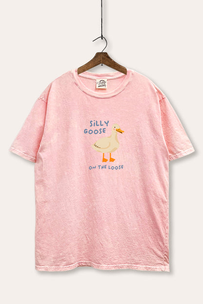 Silly Goose Pastel Graphic Mineral Wash Boxy Tee