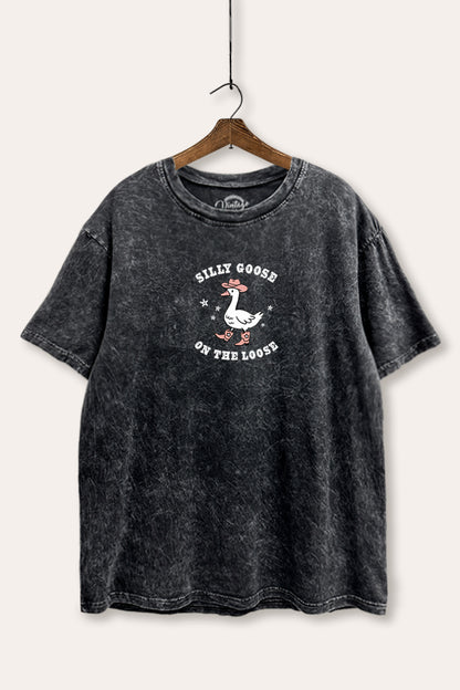 Silly Goose Western Graphic Mineral Wash Boxy Tee