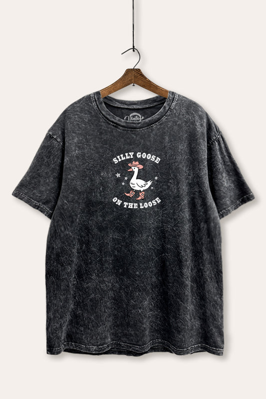 Silly Goose Western Graphic Mineral Wash Boxy Tee