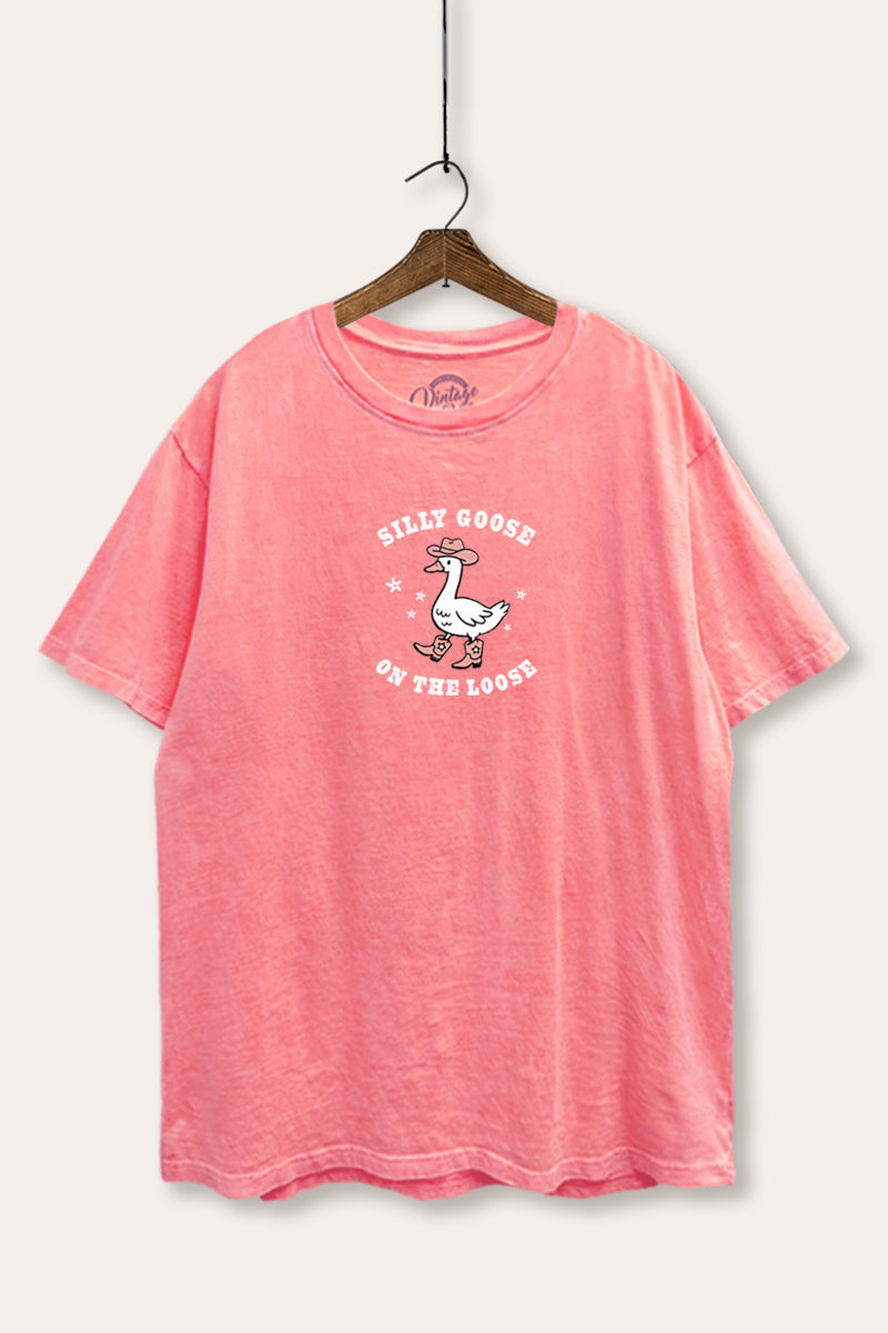 Silly Goose Western Graphic Mineral Wash Boxy Tee