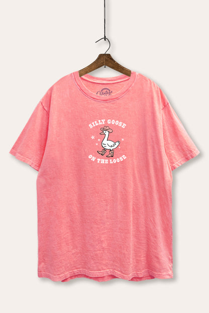 Silly Goose Western Graphic Mineral Wash Boxy Tee