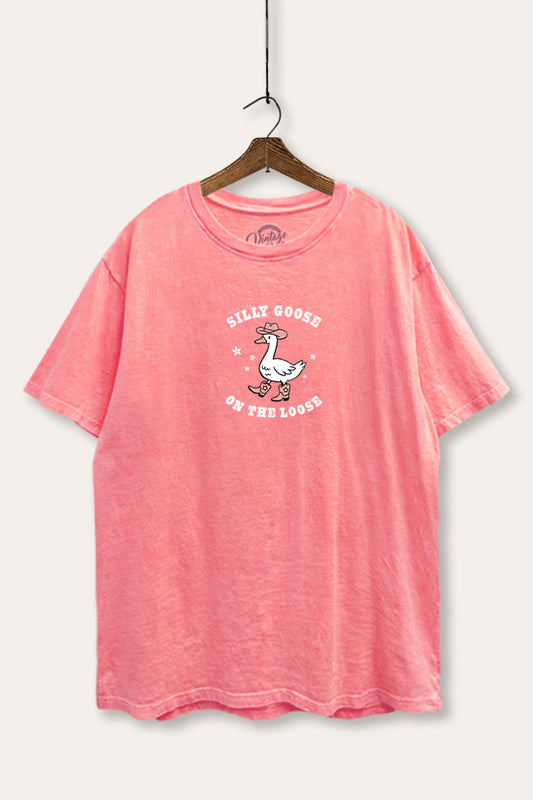 Silly Goose Western Graphic Mineral Wash Boxy Tee