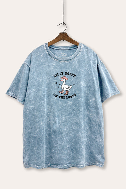 Silly Goose Western Graphic Mineral Wash Boxy Tee