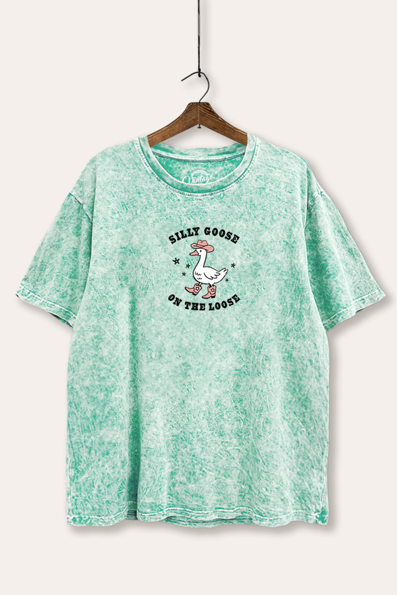 Silly Goose Western Graphic Mineral Wash Boxy Tee
