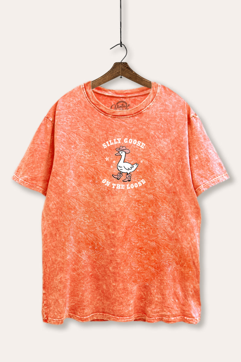 Silly Goose Western Graphic Mineral Wash Boxy Tee