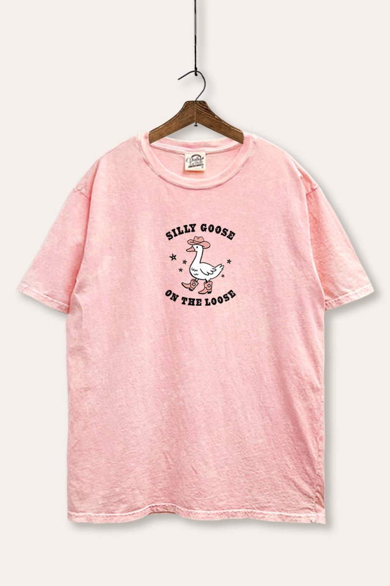 Silly Goose Western Graphic Mineral Wash Boxy Tee