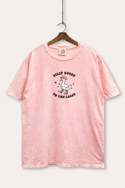 Silly Goose Western Graphic Mineral Wash Boxy Tee