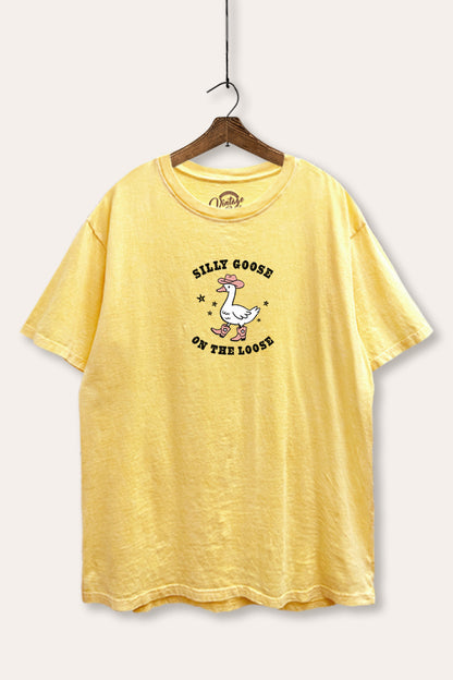 Silly Goose Western Graphic Mineral Wash Boxy Tee