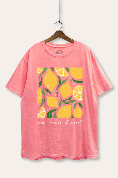 Sour & Sweet Lemon Fruit Graphic Mineral Wash Boxy Tee