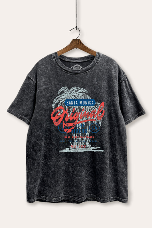 Santa Monica Surf Riders Graphic Mineral Wash Boxy Tee
