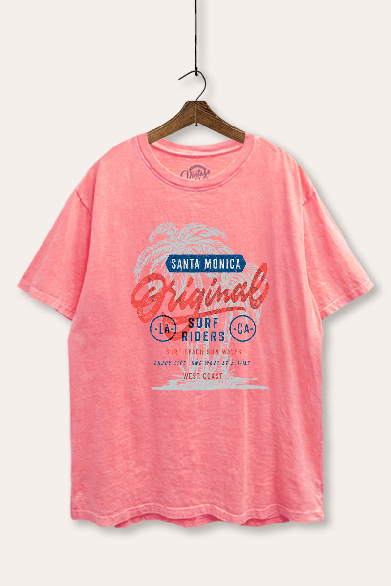 Santa Monica Surf Riders Graphic Mineral Wash Boxy Tee