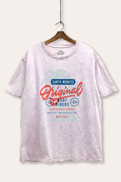 Santa Monica Surf Riders Graphic Mineral Wash Boxy Tee
