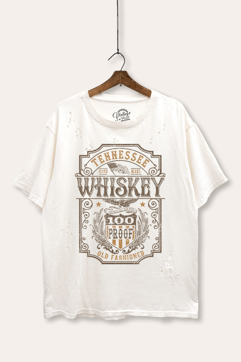 "tennessee whiskey" graphic mineral wash laser distress tee