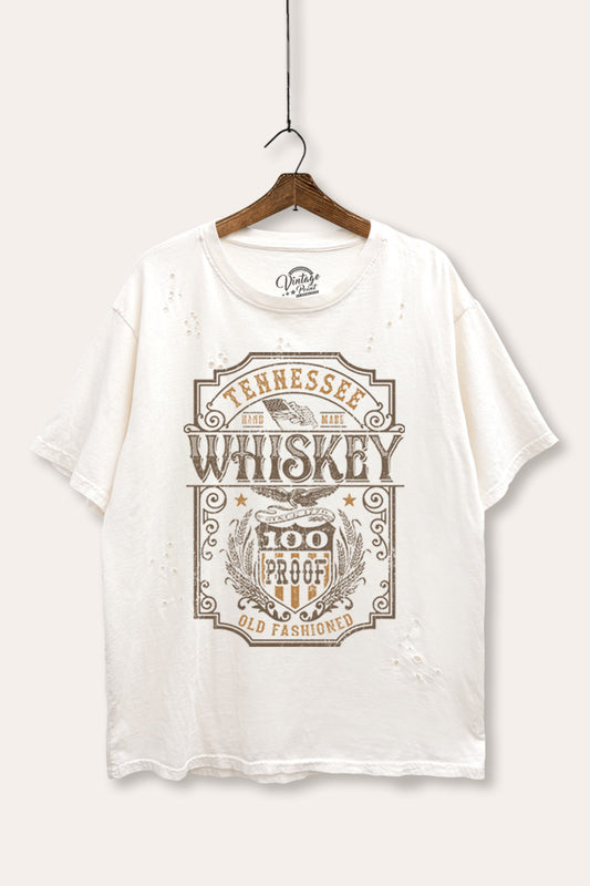 "tennessee whiskey" graphic mineral wash laser distress tee