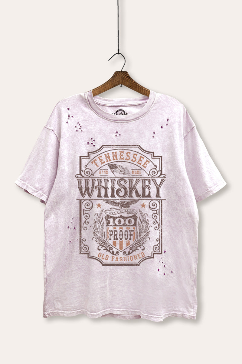 "tennessee whiskey" graphic mineral wash laser distress tee