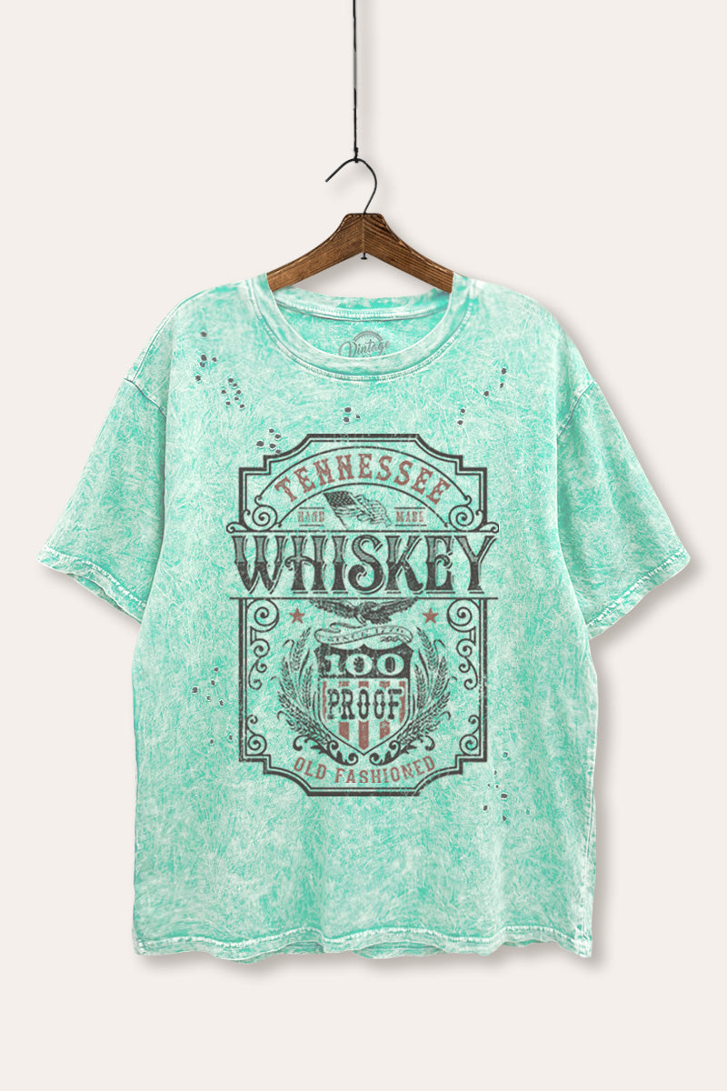 "tennessee whiskey" graphic mineral wash laser distress tee