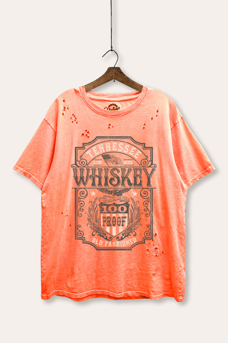 "tennessee whiskey" graphic mineral wash laser distress tee