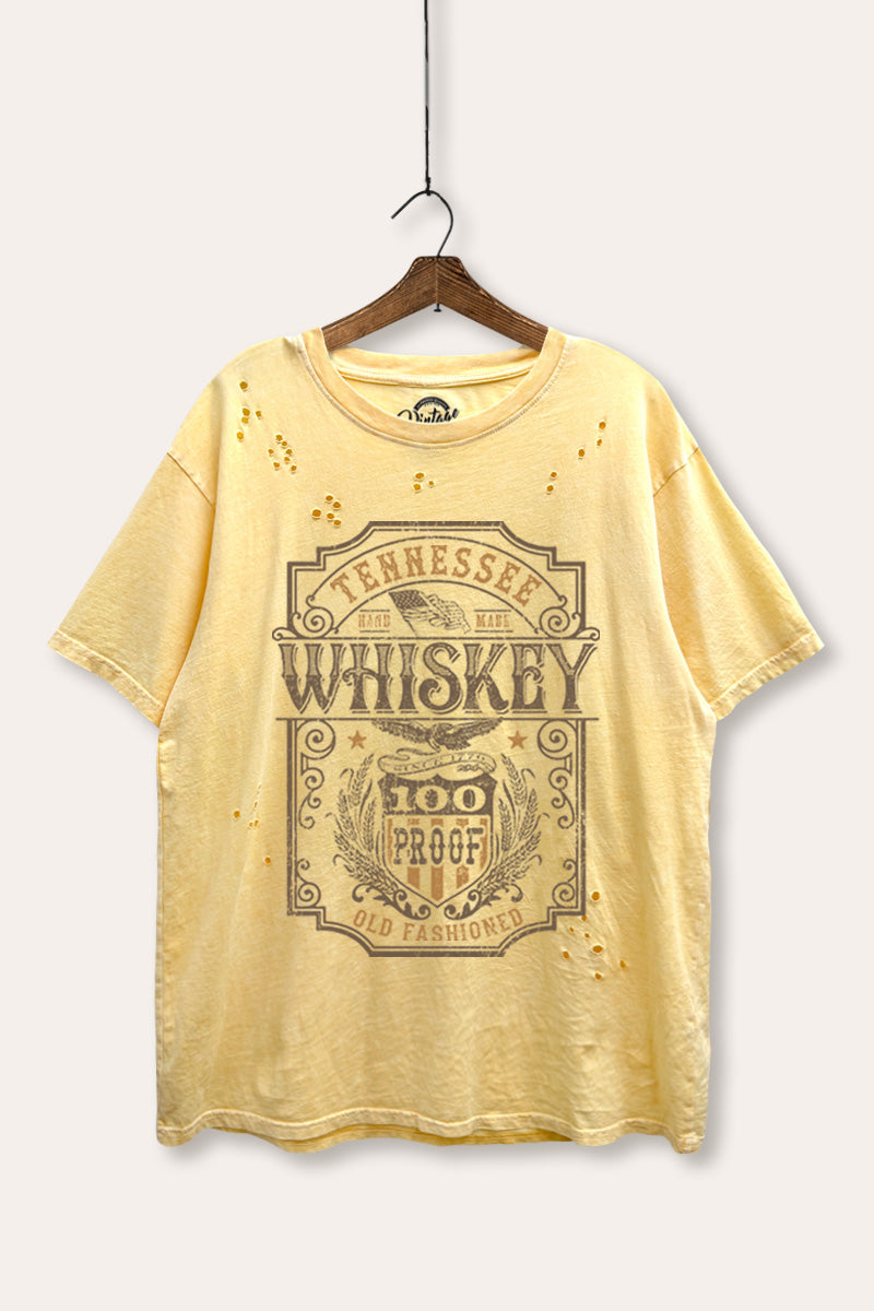 "tennessee whiskey" graphic mineral wash laser distress tee