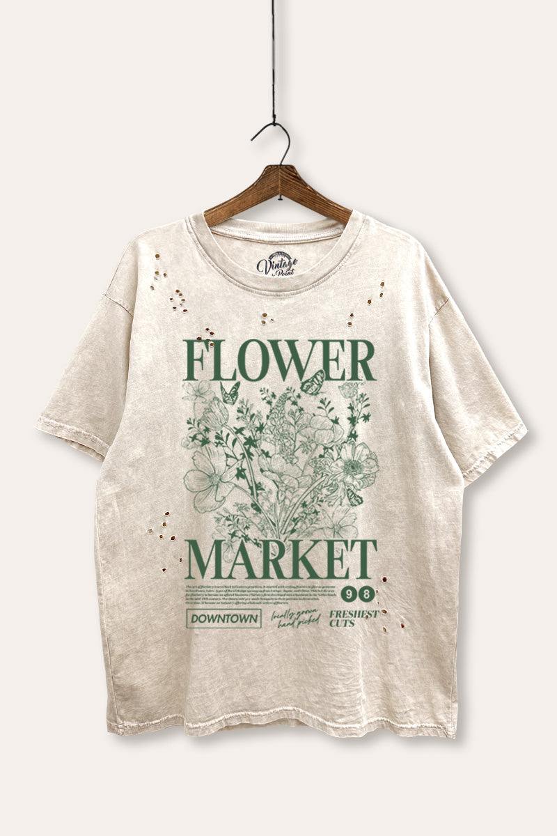 "flower market" bouquet distressed boxy graphic t-shirt