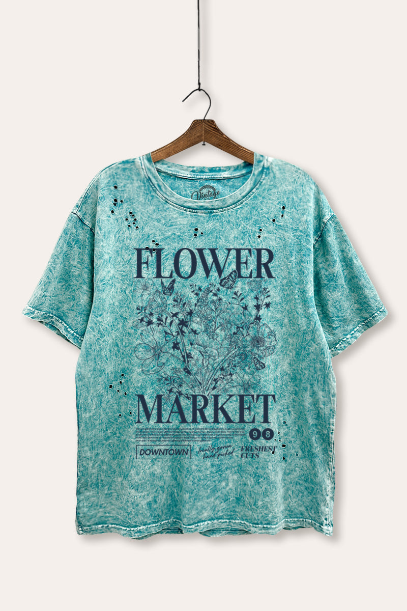 "flower market" bouquet distressed boxy graphic t-shirt
