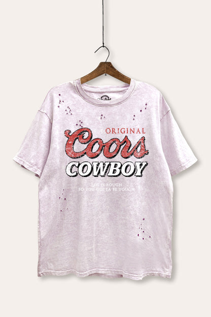 Coors Cowboy Western Graphic Mineral Wash Distress Tee