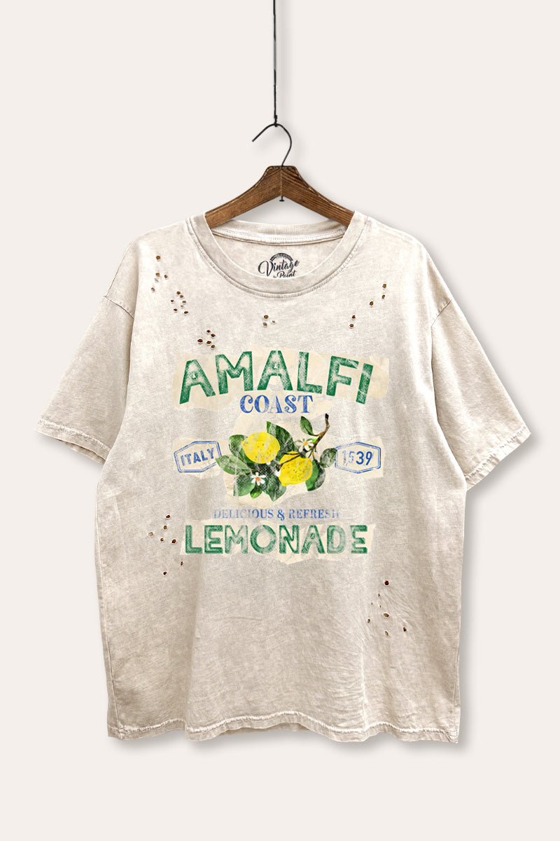 "amalfi coast lemonade" mineral wash laser distress graphic tee