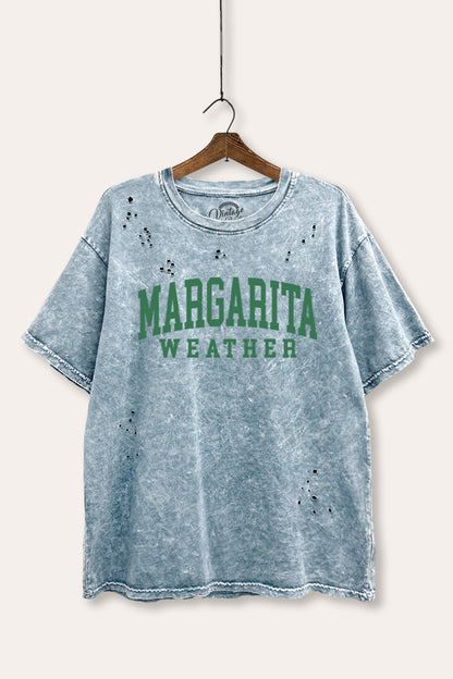 Margarita Weather Graphic Mineral Wash Distress Tee