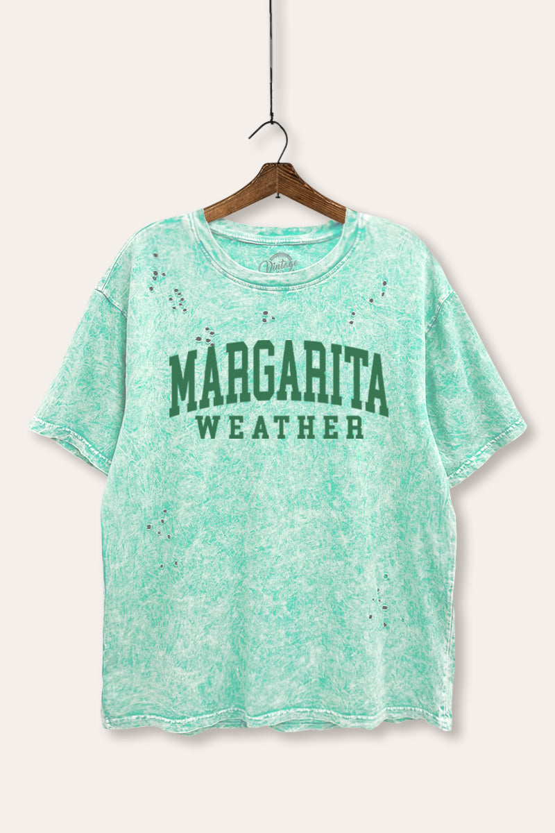 "margarita weather" mineral wash laser distress graphic tee