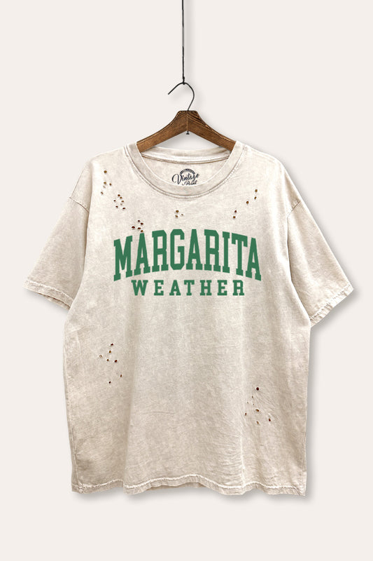 "margarita weather" mineral wash laser distress graphic tee