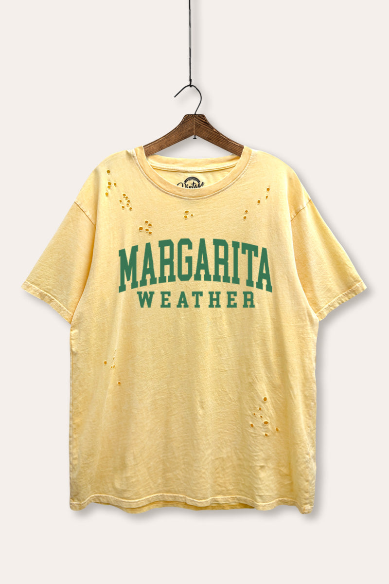 "margarita weather" mineral wash laser distress graphic tee