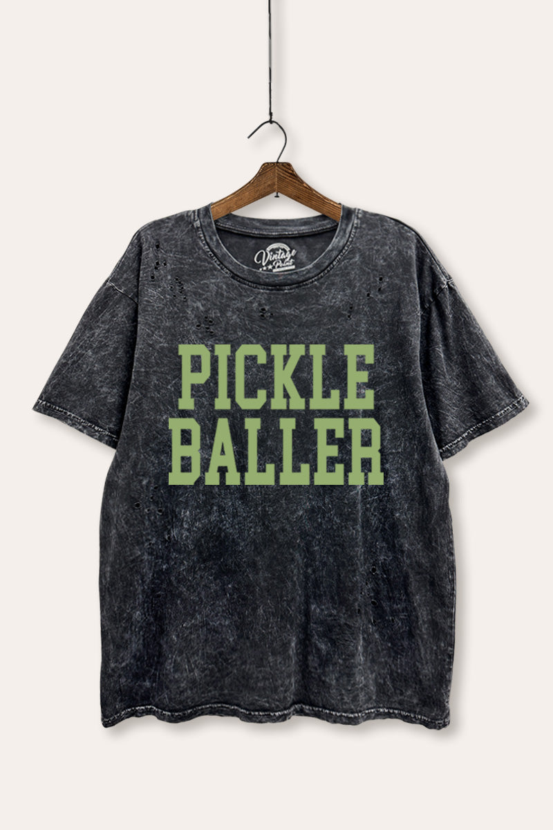 "pickle baller" laser cut boxy graphic tee