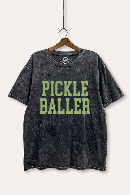 Pickle Baller Sports Graphic Mineral Wash Distress Tee