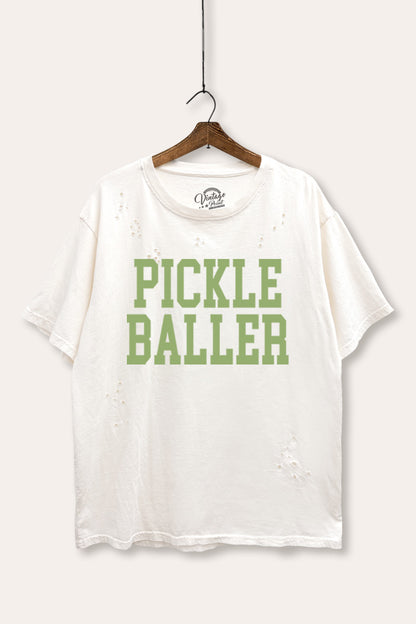Pickle Baller Sports Graphic Mineral Wash Distress Tee