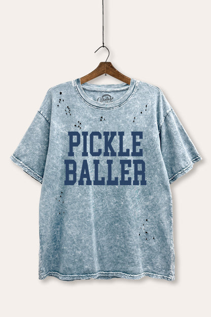 Pickle Baller Sports Graphic Mineral Wash Distress Tee