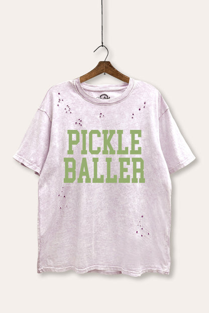 Pickle Baller Sports Graphic Mineral Wash Distress Tee