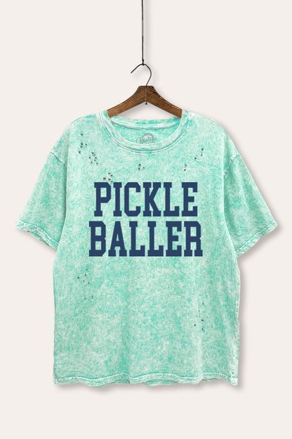 Pickle Baller Sports Graphic Mineral Wash Distress Tee