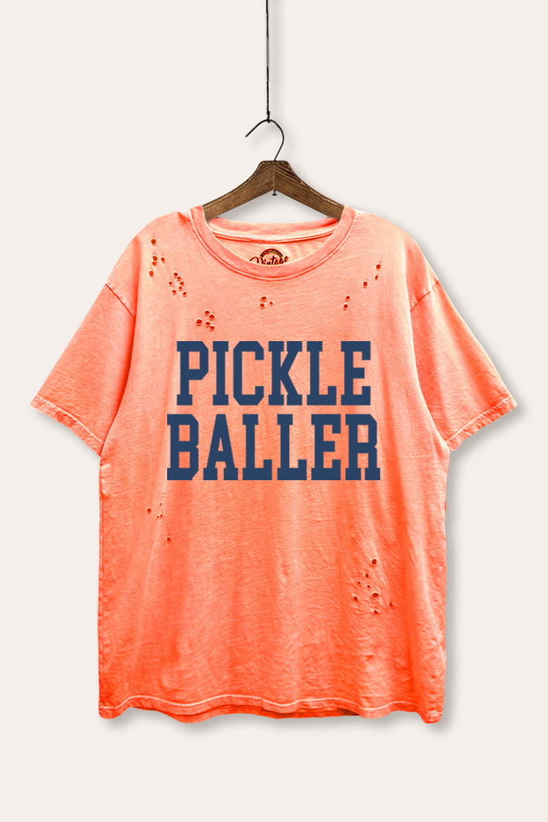 "pickle baller" laser cut boxy graphic tee