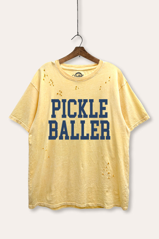 "pickle baller" mineral wash laser distress graphic tee