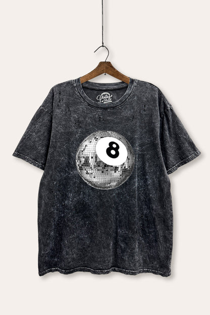 Disco 8-Ball Graphic Mineral Wash Distress Tee