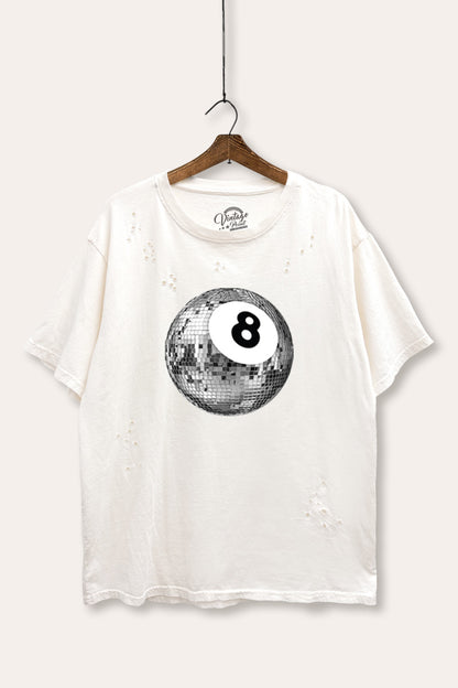 Disco 8-Ball Graphic Mineral Wash Distress Tee