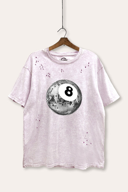Disco 8-Ball Graphic Mineral Wash Distress Tee