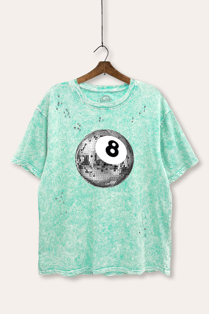 Disco 8-Ball Graphic Mineral Wash Distress Tee